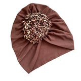 Brown Top Knot Turban Head Wrap for Women