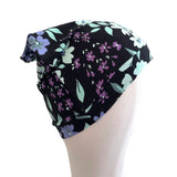 Black Floral Slouchy Elastic Beanie Hat Women