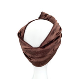 Brown Top Knot Crushed Velvet Headband for Women