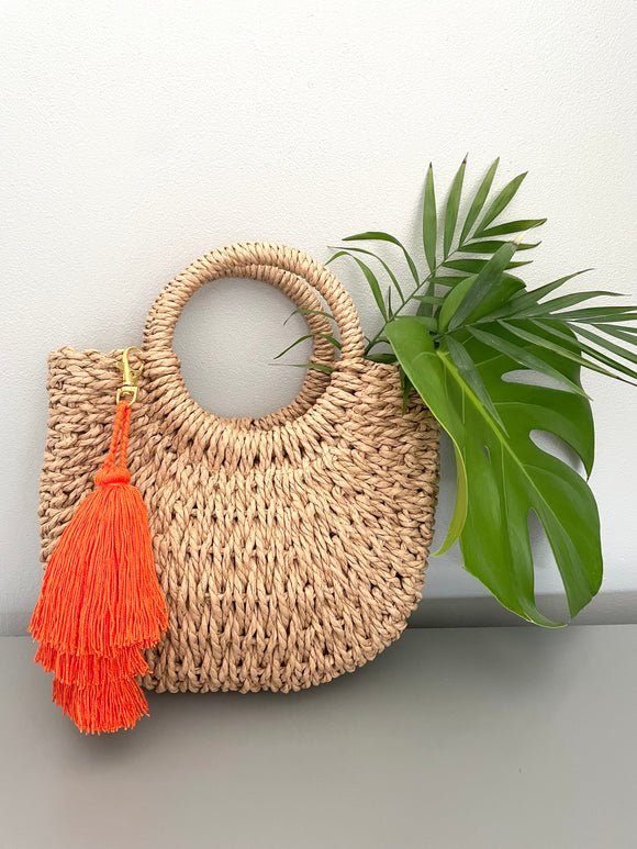 Orange Cotton Tassel Bag Keychain 