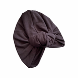 Lined Black Cotton Top Knot Turban Hat