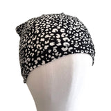 Black and White Cheetah Print Beanie Hat 