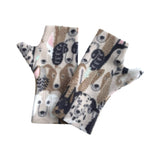 Fingerless dog print fleece gloves 