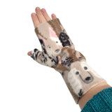 Fingerless dog print fleece gloves ireland