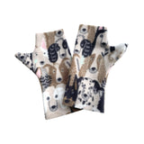 Fingerless dog print fleece gloves 