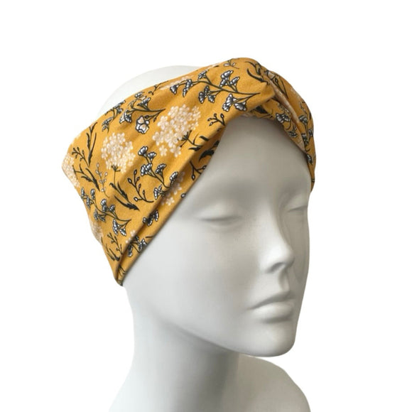 Floral Mustard Layered Turban Twist Headband