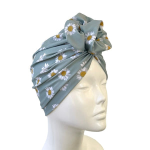 Flower Print Swim Fabric Turban Hat