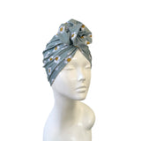 Flower Print Swim Fabric Turban Hat