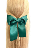 Green silky satin hair bow barrette clip for women ireland