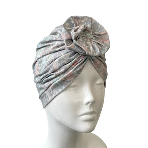 Grey Floral Rosette Turban