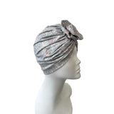 Grey Floral Rosette Turban