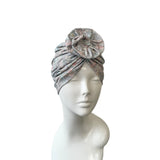 Grey Floral Rosette Turban
