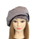 Grey Slouchy Retro Velvet Hat