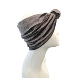 Silver Grey Velvet Vintage Style Turban Head Wrap