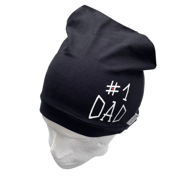 Hand Painted Number One Dad Black Slouch Jersey Hat