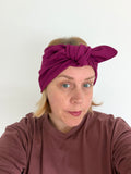 Berry Ribbed Jersey Bow Headband