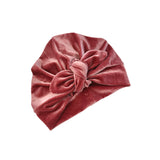 Dusky Pink Velvet Bow Turban Hat