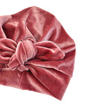 Dusky Pink Velvet Bow Turban Hat
