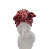 Dusky Pink Velvet Bow Turban Hat