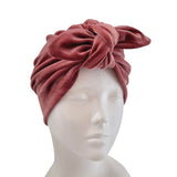 Dusky Pink Velvet Bow Turban Hat