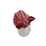 Dusky Pink Velvet Bow Turban Hat