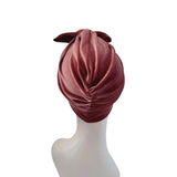 Dusky Pink Velvet Bow Turban Hat