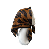 Leopard Print Silk Feeling Square Satin Scarf 70cm