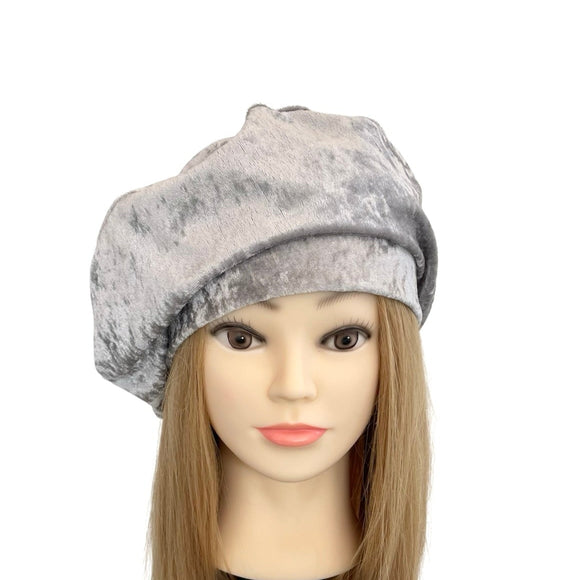 Light Grey Velvet Spring Beret