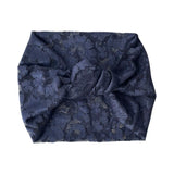 Navy Blue Wide Lace Headband for Women