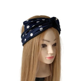 Navy Polka Dot Wired Headband
