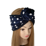 Navy Blue Polka Dot Wired Headband
