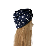 Navy Polka Dot Wired Headband