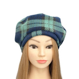 Navy and Green Tartan Retro Beret Hat ireland