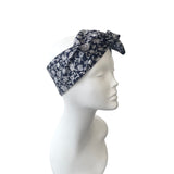 Navy floral wired headband