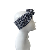 Navy floral wired headband