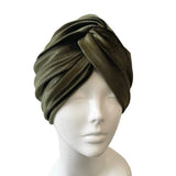 Olive Green Cosy Velvet Turban Hat ireland