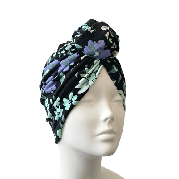 Oversized Floral Knot Turban Hat for Women