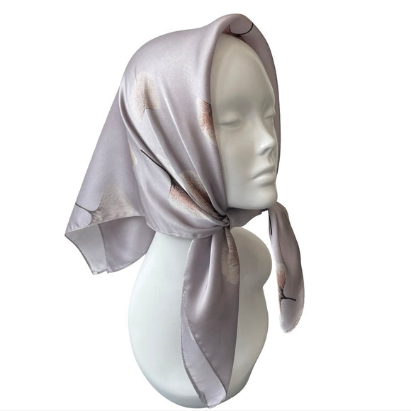 Pastel Ginkgo Leaf Print Satin Bandana 70cm
