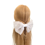 White Pearl Tulle Bridal Wedding Hair Bow Clip