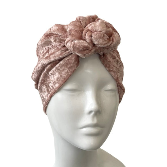 Pink Velvet Chain Knot Turban Hat