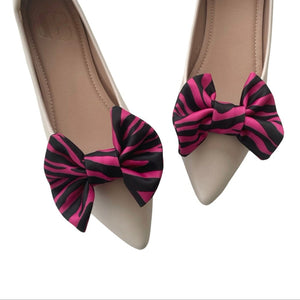Pink Zebra Print Shoe Bow Clips