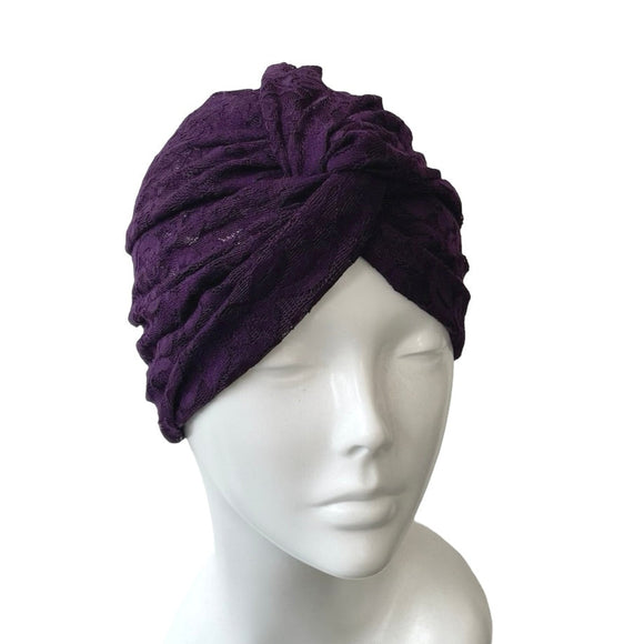 Purple Summer Lace Head Wrap Turbante