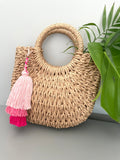 Pink Three Tassel Purse Bag Keychain