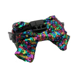 Rainbow sequin bow claw hair clip