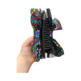 Rainbow sequin bow claw hair clip