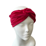 Red Elegant Velvet Twisted Turban Headband Women Head Wrap