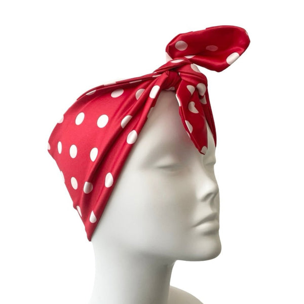Red Polka Dot Tie Up Headband Hair Scarf Bandana – IamMe Store