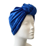 Royal Blue Crushed Velvet Knot Turban Hat ireland