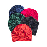 Rust Orange Velvet Rosette Knot Turban Hat 