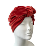 Rust Velvet Turban Hat with a Bow